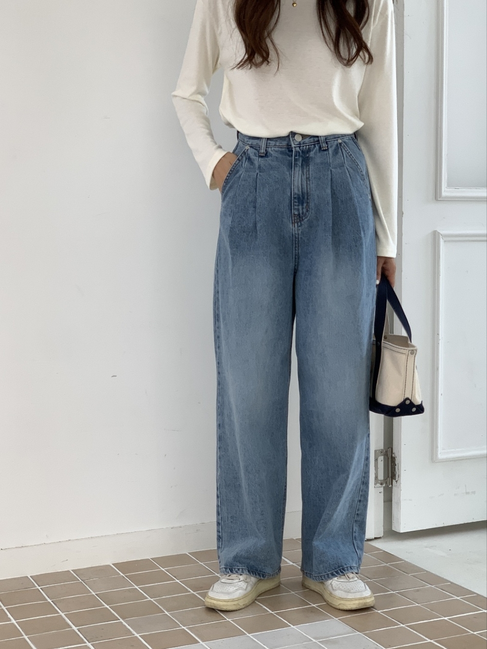 【タグ付き未使用】ドゥーズィエムクラス フラップディティールデニムワイドパンツ ドゥーズィエムクラス購入 ロク フラップディティールデニムワイド