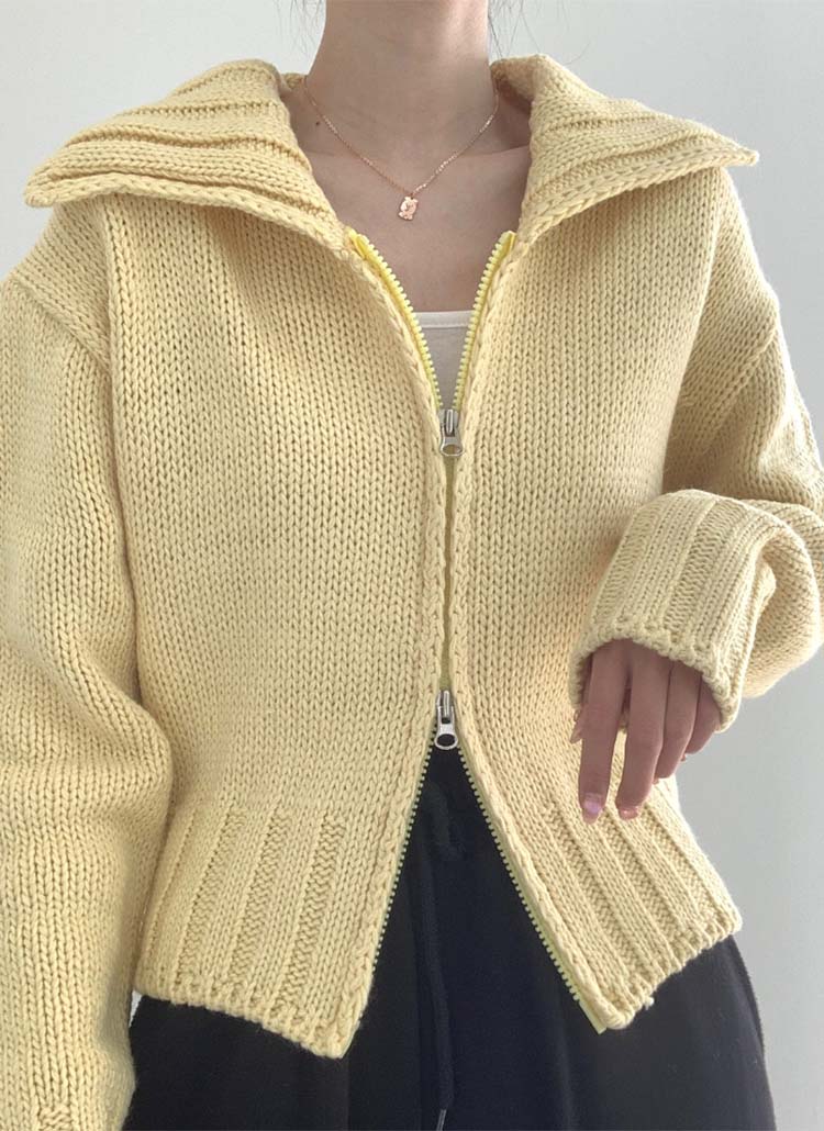 ダブルジップニットカーディガン | レディースファッション通販 - DHOLIC