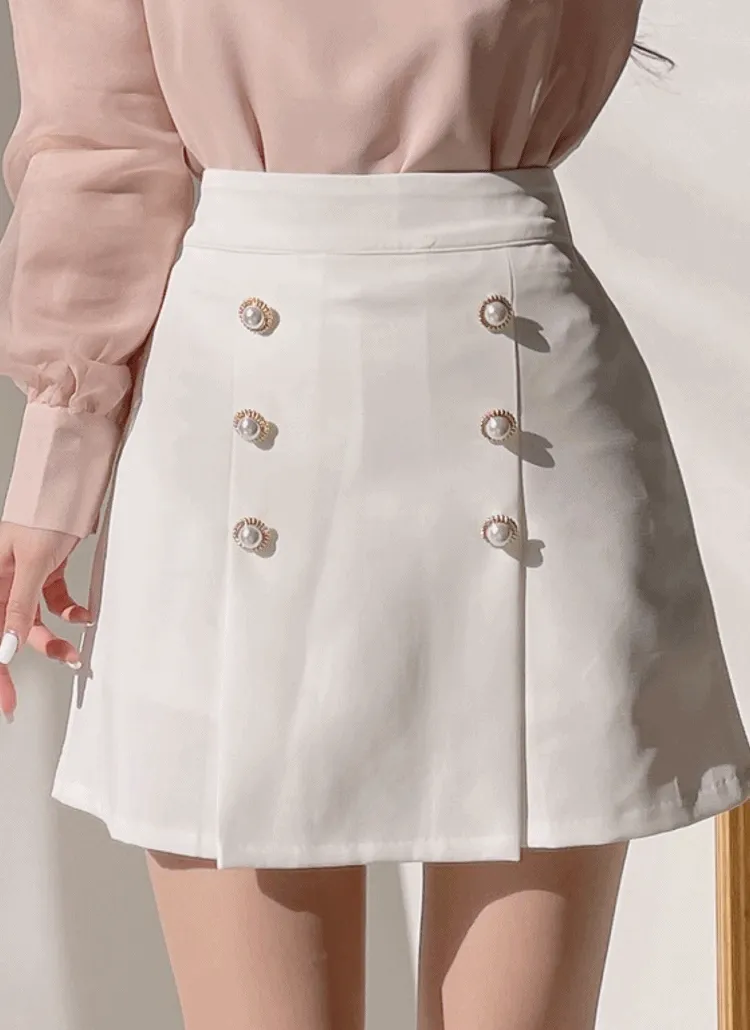 パール調ボタンスカートパンツ | mirangmirang | 詳細画像1