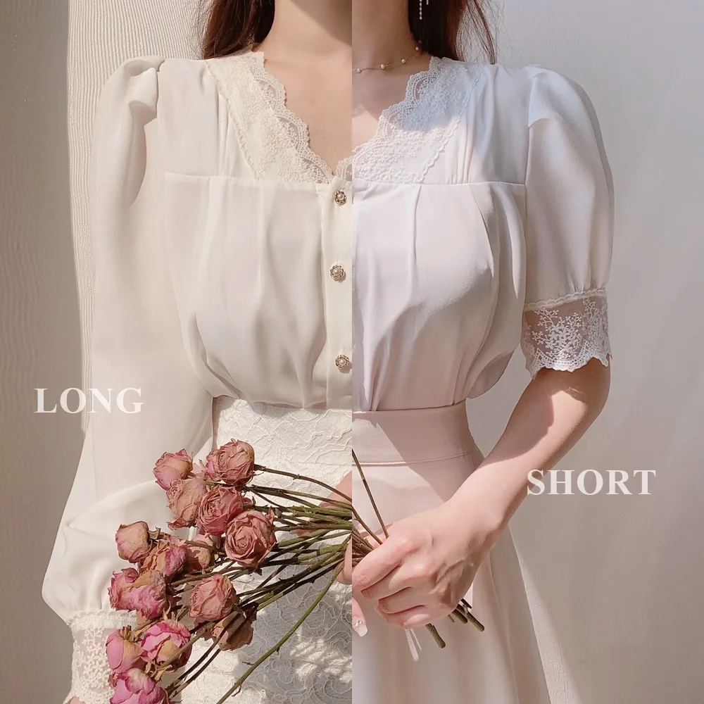 パターンレースシフォンブラウス | mirangmirang | 詳細画像1