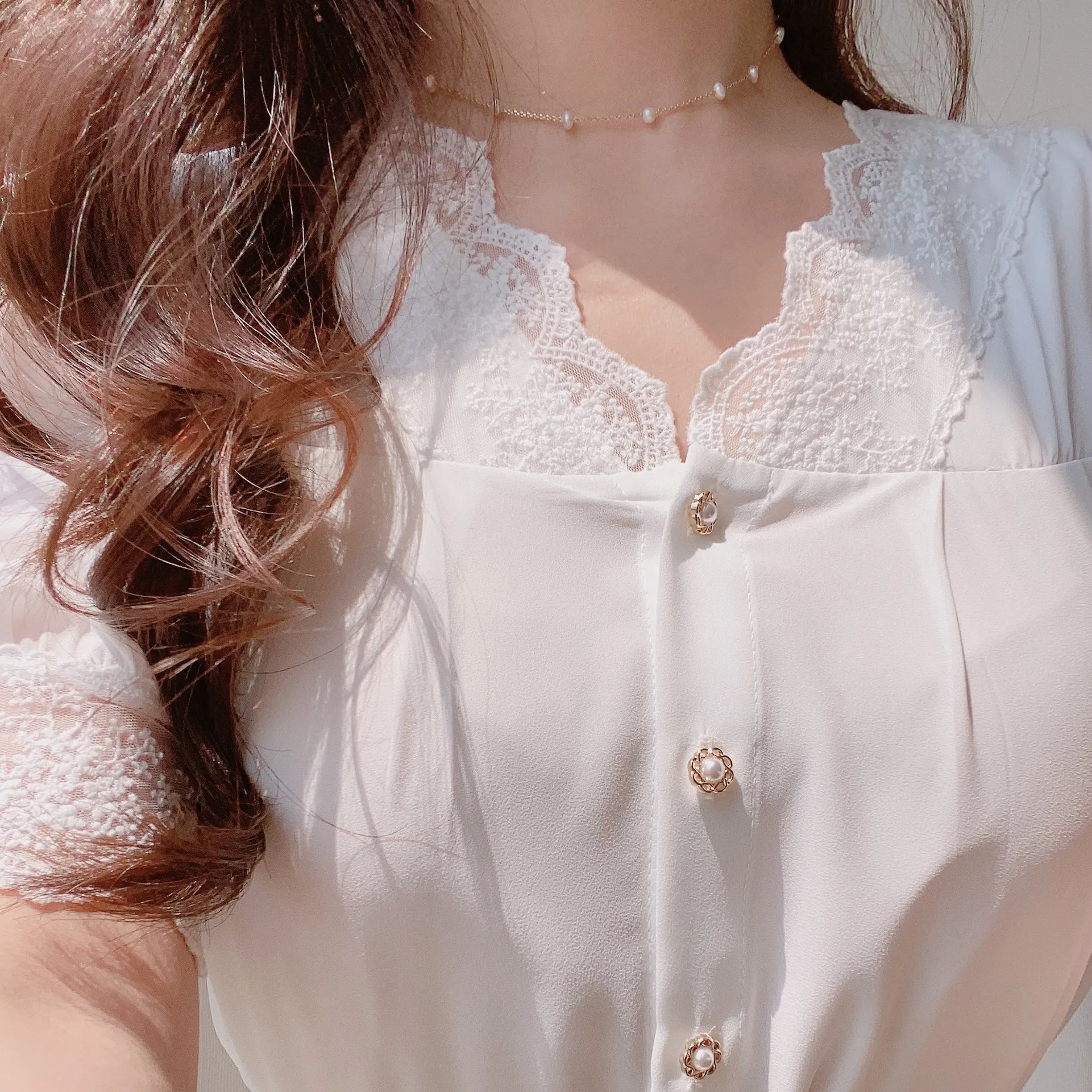 パターンレースシフォンブラウス | mirangmirang | 詳細画像2