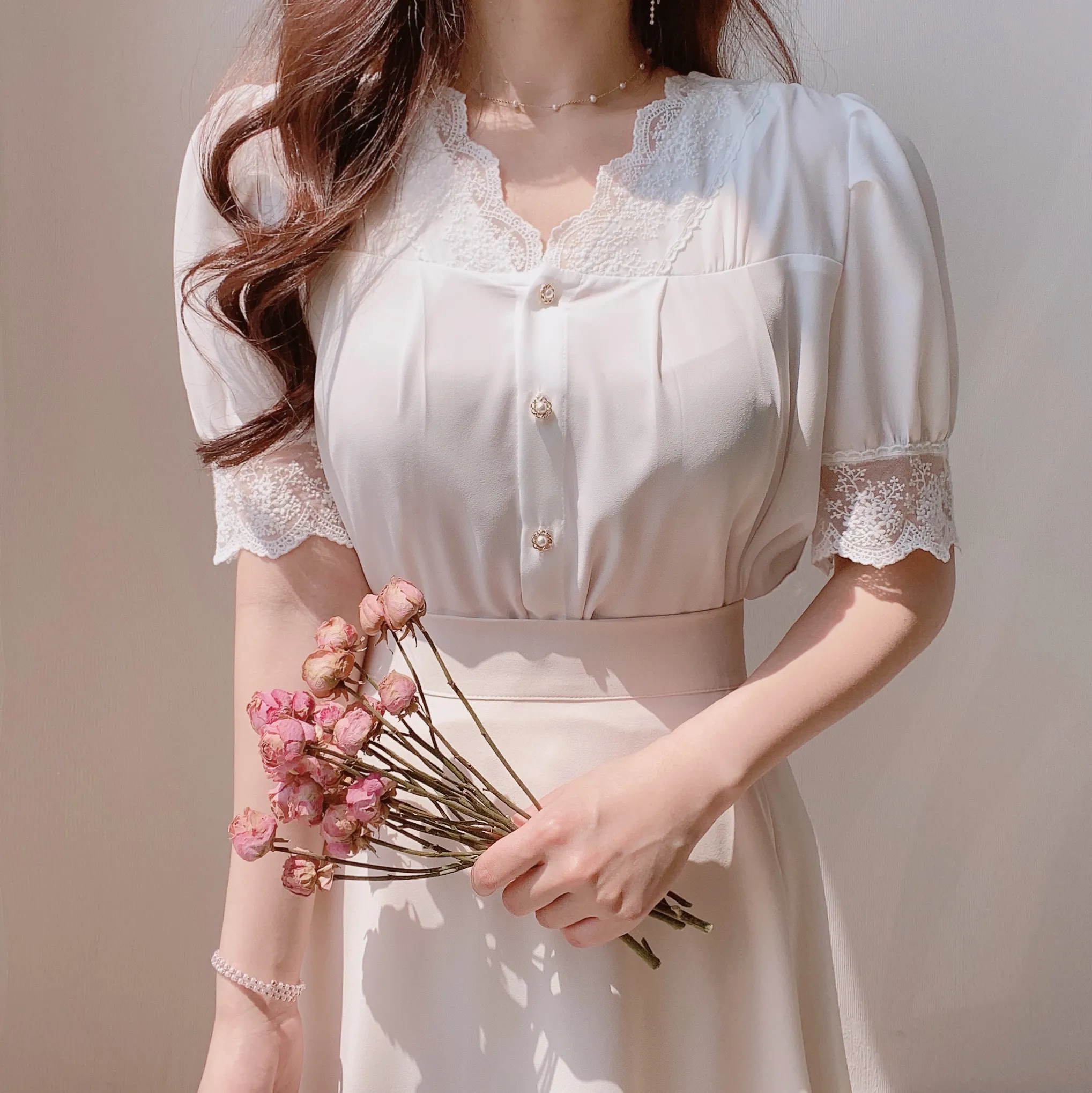 パターンレースシフォンブラウス | mirangmirang | 詳細画像5