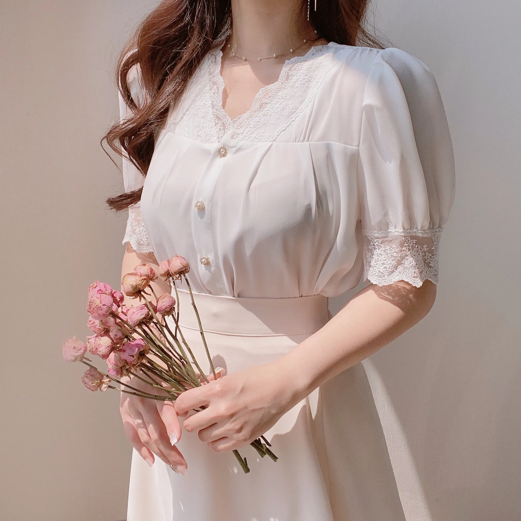 パターンレースシフォンブラウス | mirangmirang | 詳細画像6