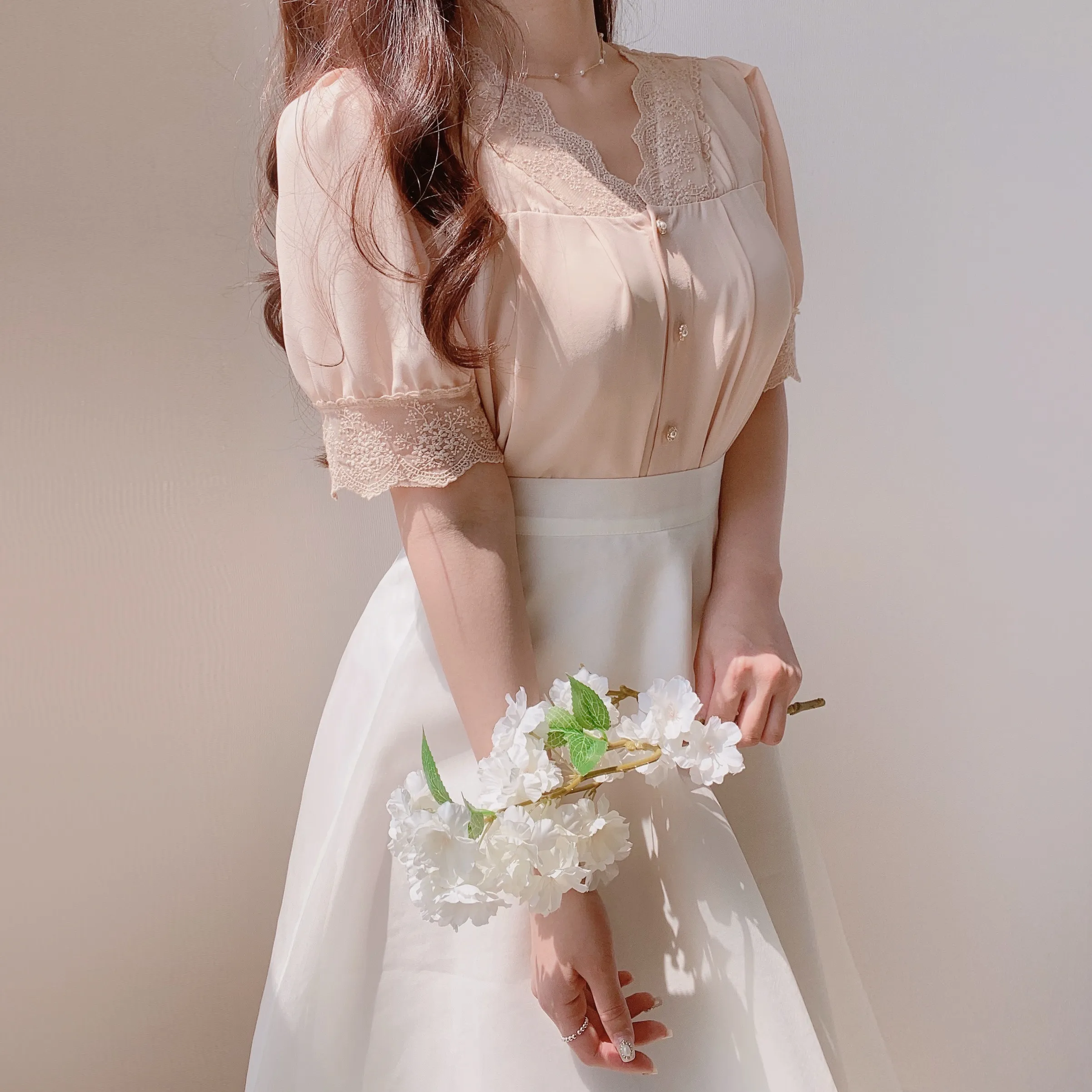 パターンレースシフォンブラウス | mirangmirang | 詳細画像7