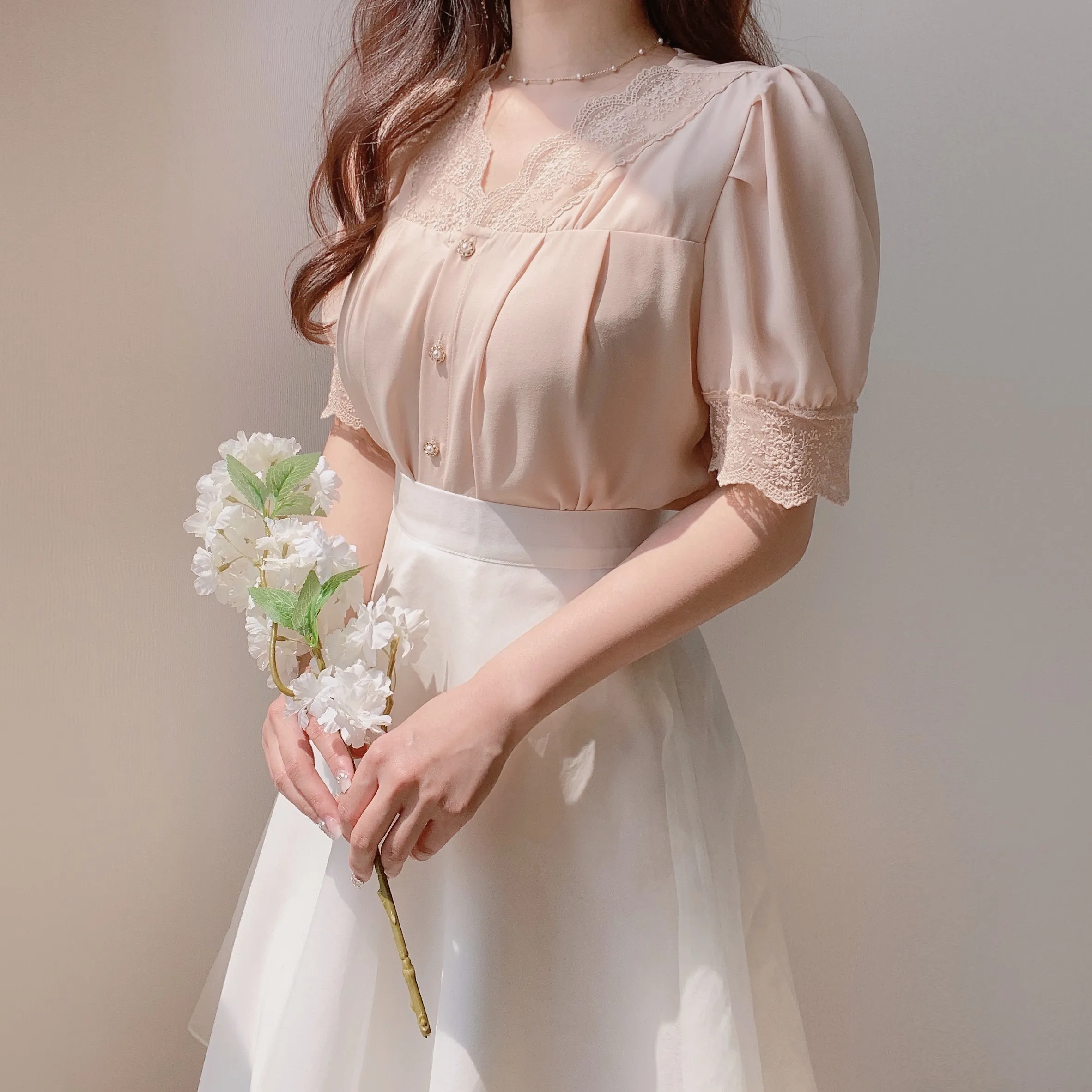 パターンレースシフォンブラウス | mirangmirang | 詳細画像8