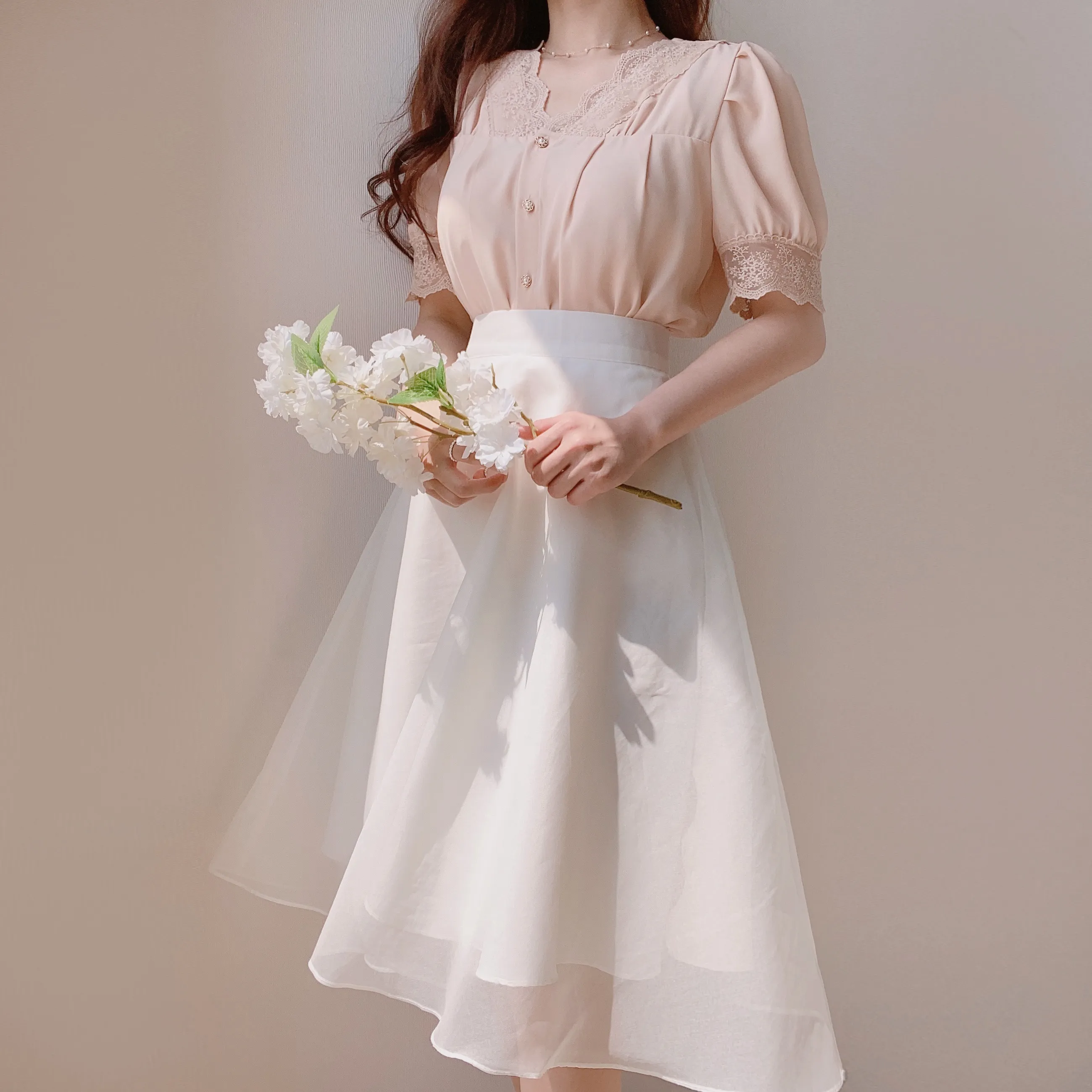 パターンレースシフォンブラウス | mirangmirang | 詳細画像9