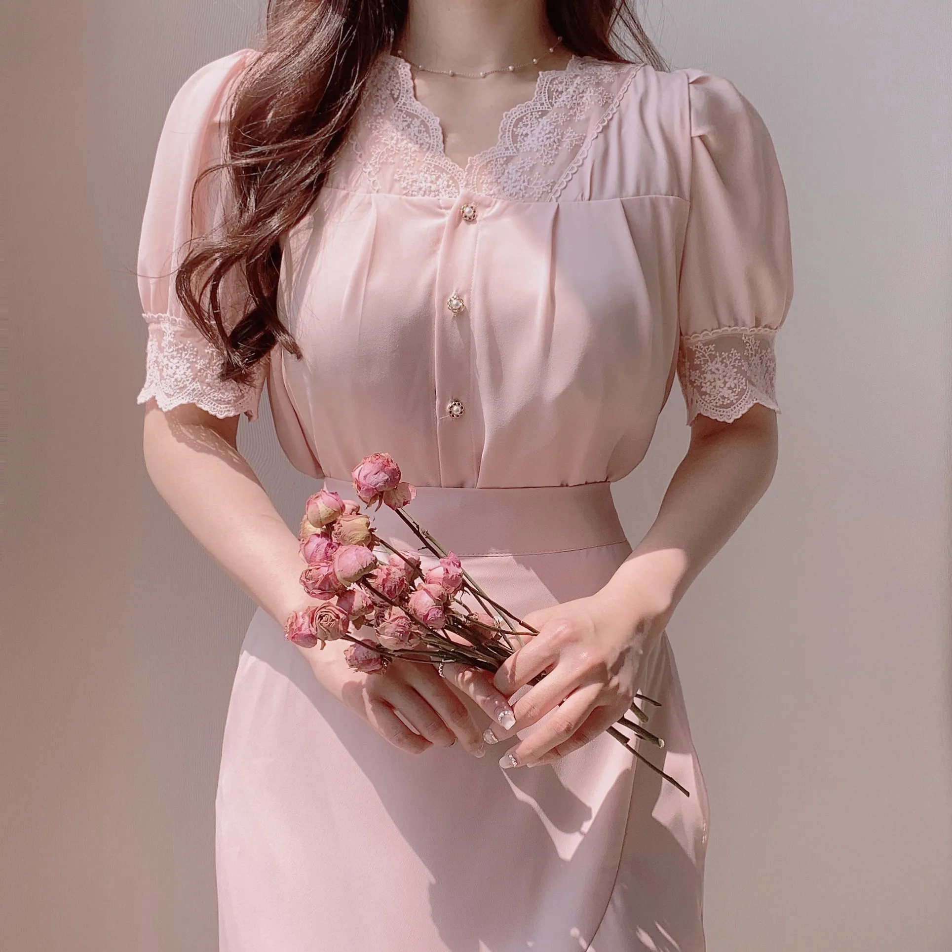 パターンレースシフォンブラウス | mirangmirang | 詳細画像13