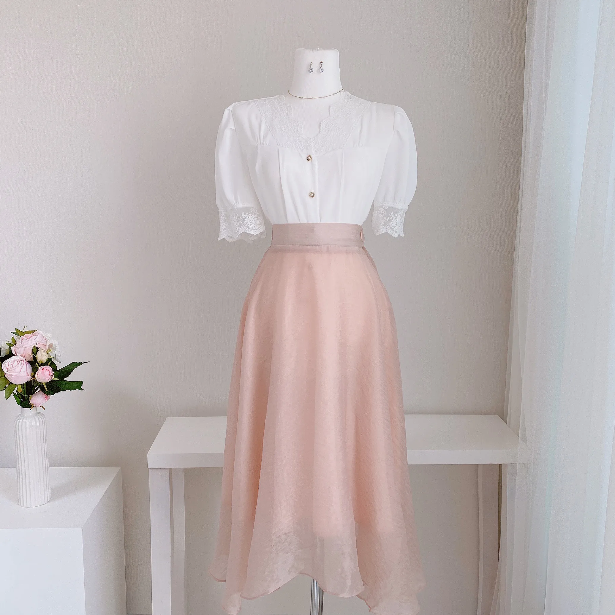 パターンレースシフォンブラウス | mirangmirang | 詳細画像16