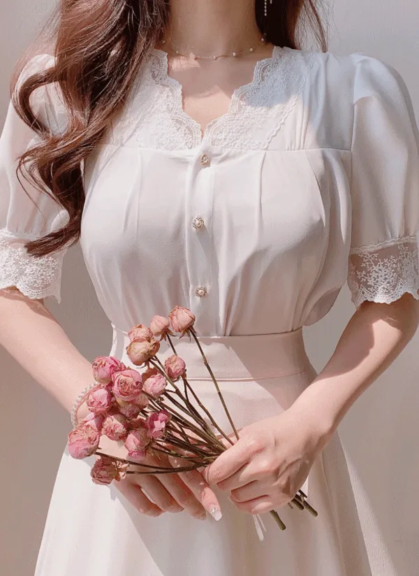 パターンレースシフォンブラウス | mirangmirang | 詳細画像1