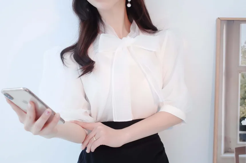 オーガンジーパフ半袖ブラウス | audreybubble | 詳細画像11
