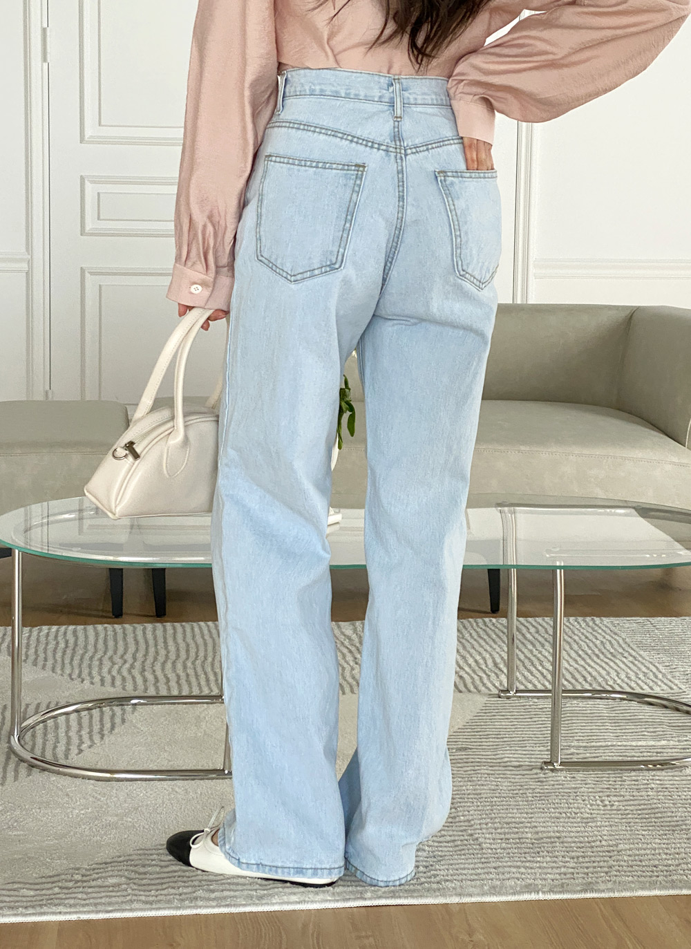ライトブルー ワイドレッグデニム ZARA デニムジーンズ ワイドレッグ ライトブルー 32サイズ ザラ