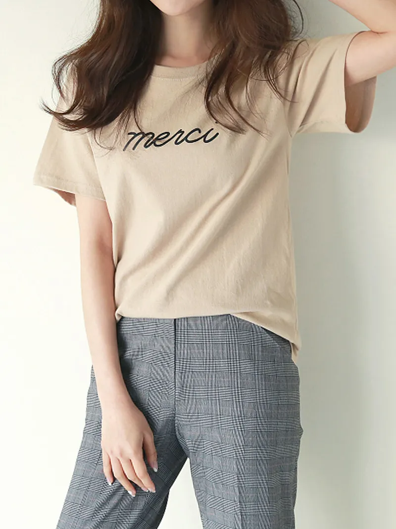 merci半袖コットンTシャツ | レディースファッション通販 - DHOLIC