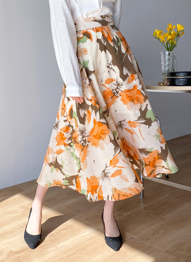 DHOLIC 花柄ロングスカート DHOLIC(ディーホリック)の「フローラルAラインスカート全3色・b66515