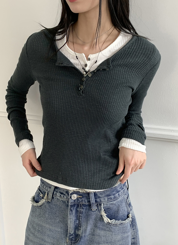 楽天市場】【SALE／20%OFF】4x2リブ編みヘンリーネック長袖T