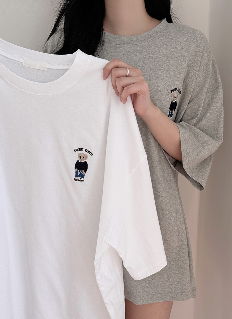 テディベアー刺繍半袖Tシャツ | レディースファッション通販 - DHOLIC