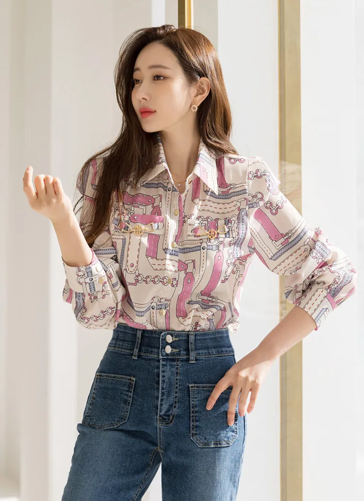 ベルトプリントブラウス | styleonme | 詳細画像1