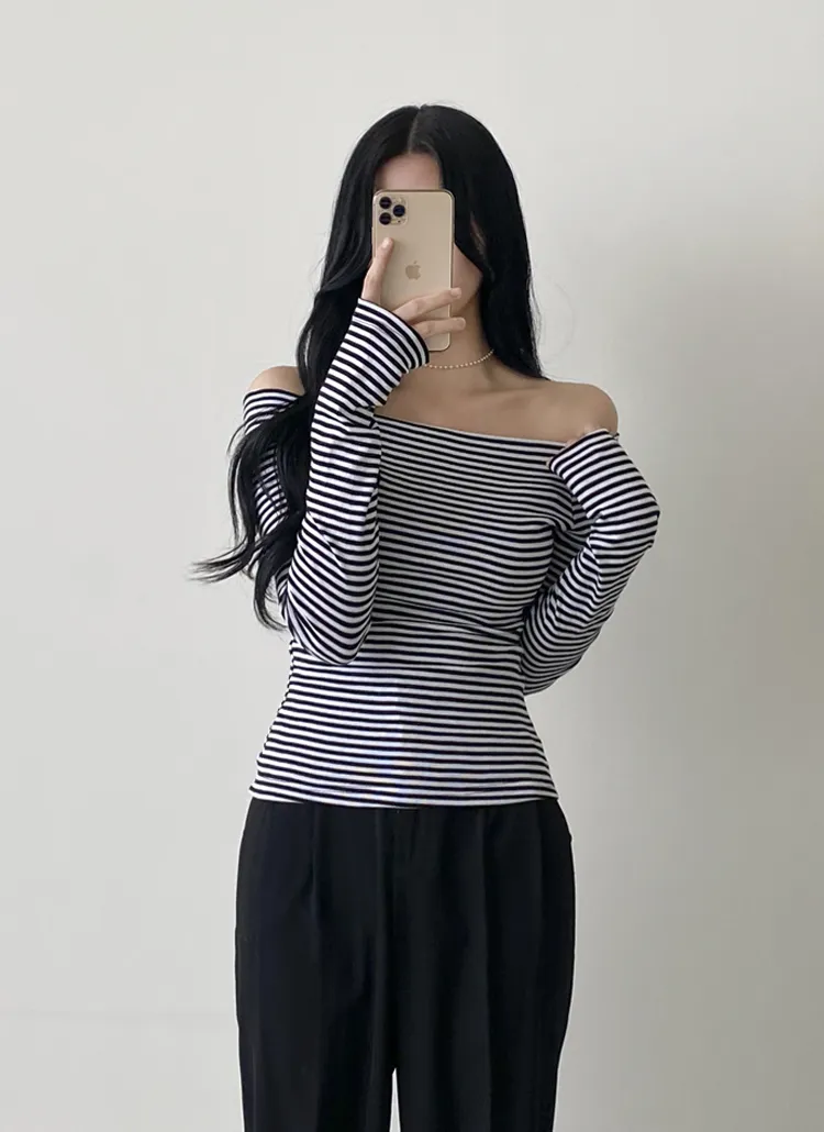 オフショルボーダーTシャツ | dangosister | 詳細画像4