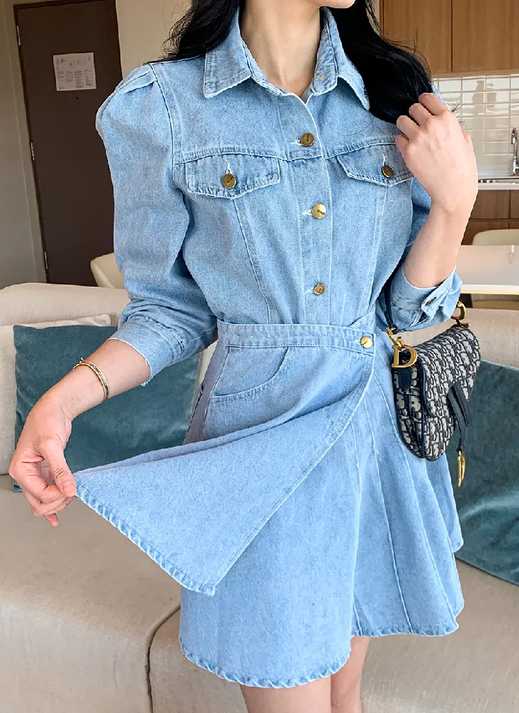 パフデニムジャケット&プリーツスカートSET | minagram | 詳細画像1
