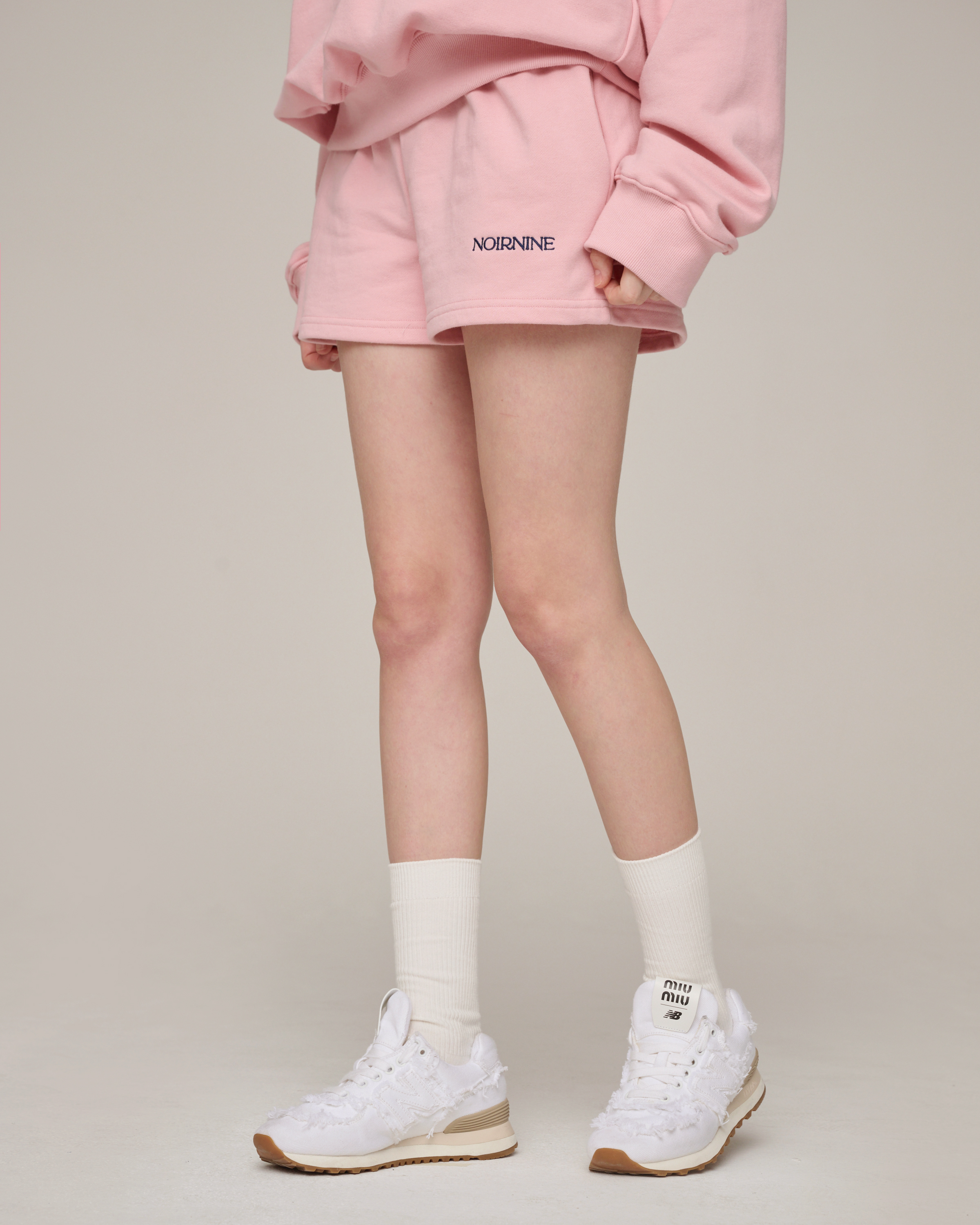 ロゴ刺繍ショートスウェットパンツ(PINK)・p516007