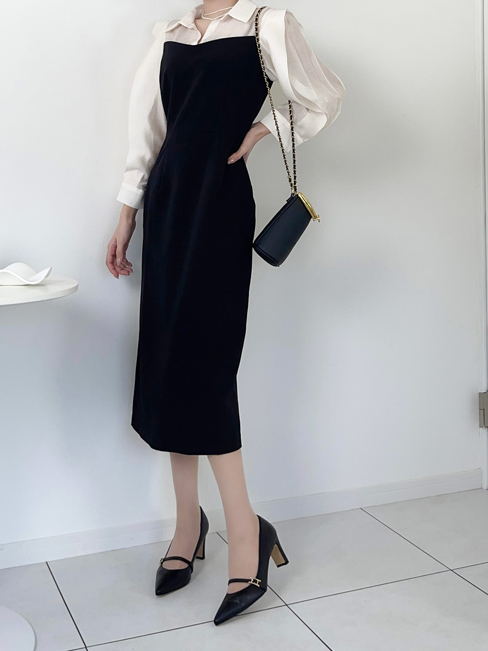 ブラウスドッキングスリムワンピース | 詳細画像4