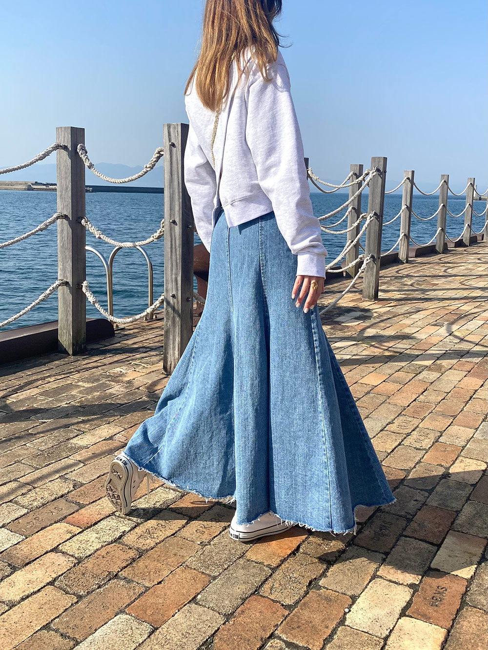 裾Aラインデニムロングスカート | レディースファッション通販 - DHOLIC