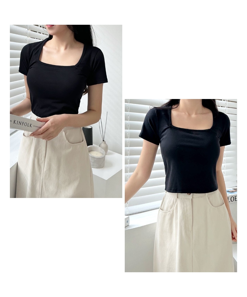 スクエアネック半袖Tシャツ | レディースファッション通販 - DHOLIC