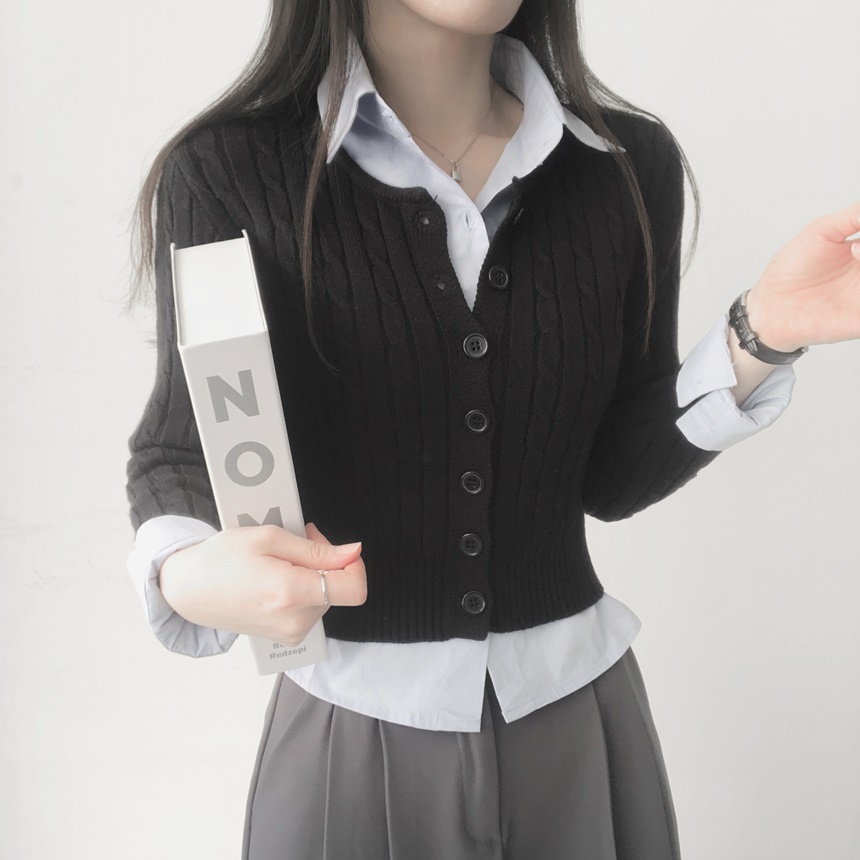 スリムクロップドケーブルカーディガン | lilisense | 詳細画像9