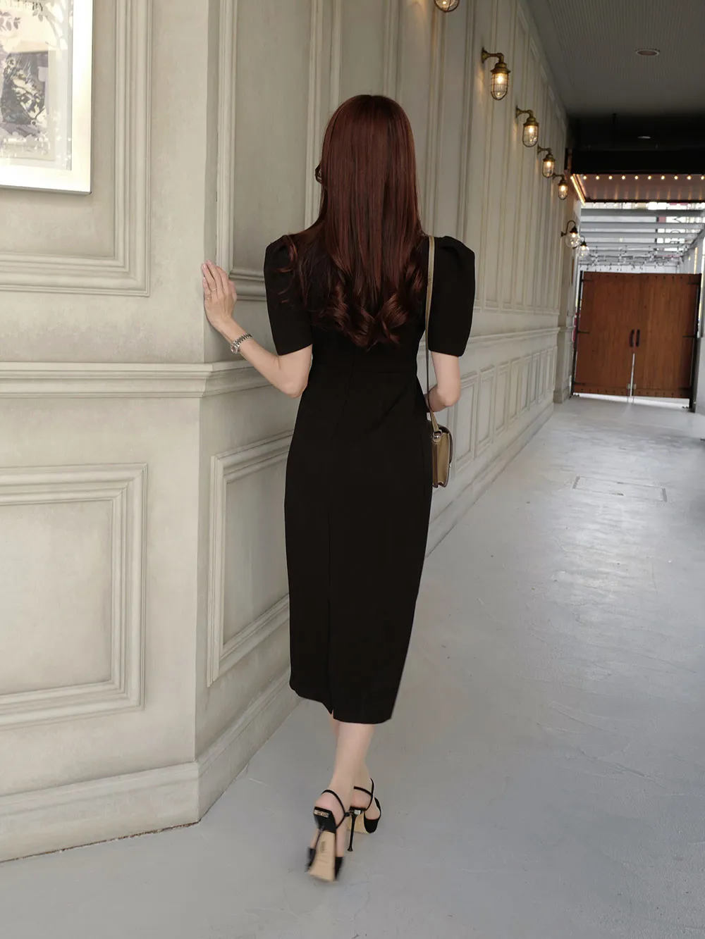 スクエアネックパフスリーブワンピース | レディースファッション通販  