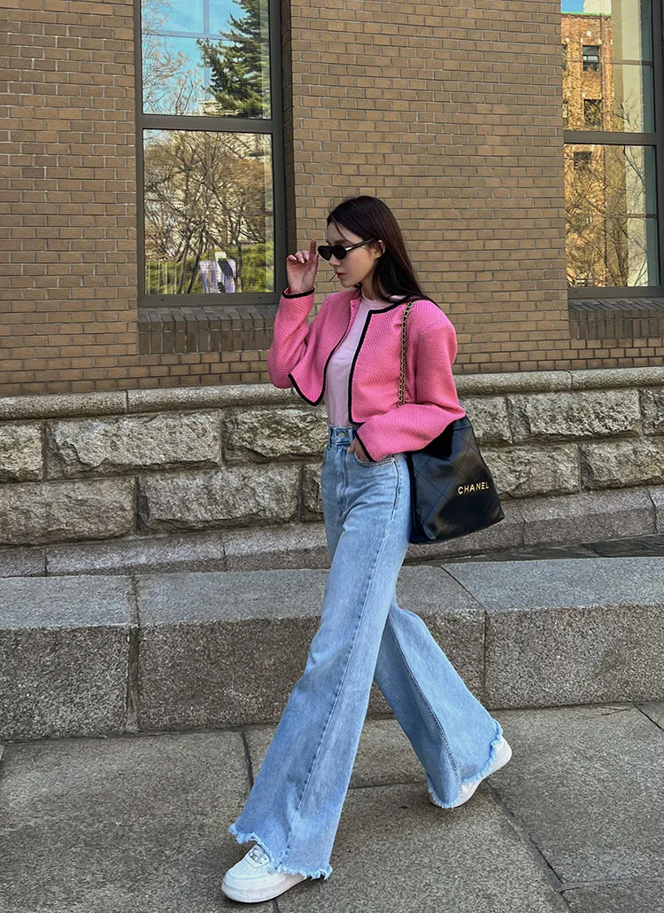 カットオフロングフレアデニムパンツ | レディースファッション通販  