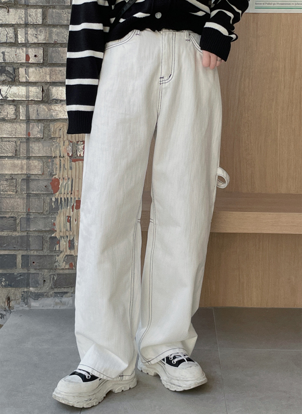 ループステッチワイドデニムパンツ | レディースファッション通販 - DHOLIC