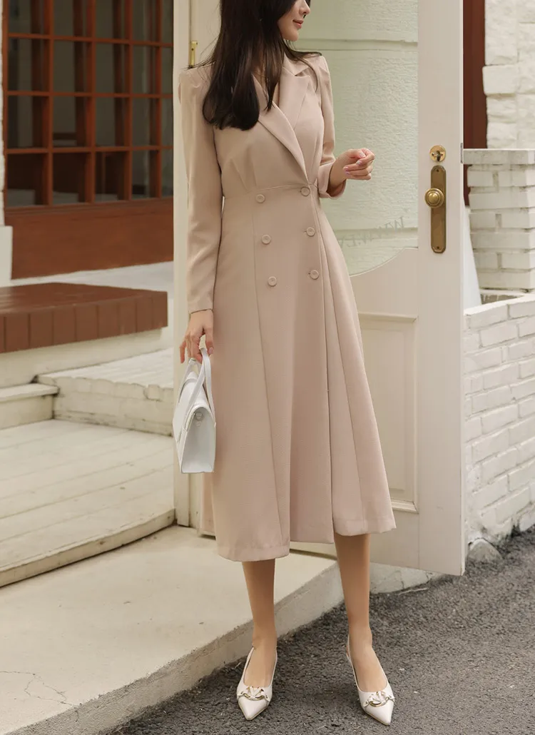 コート風ダブルボタンワンピース | レディースファッション通販 - DHOLIC 