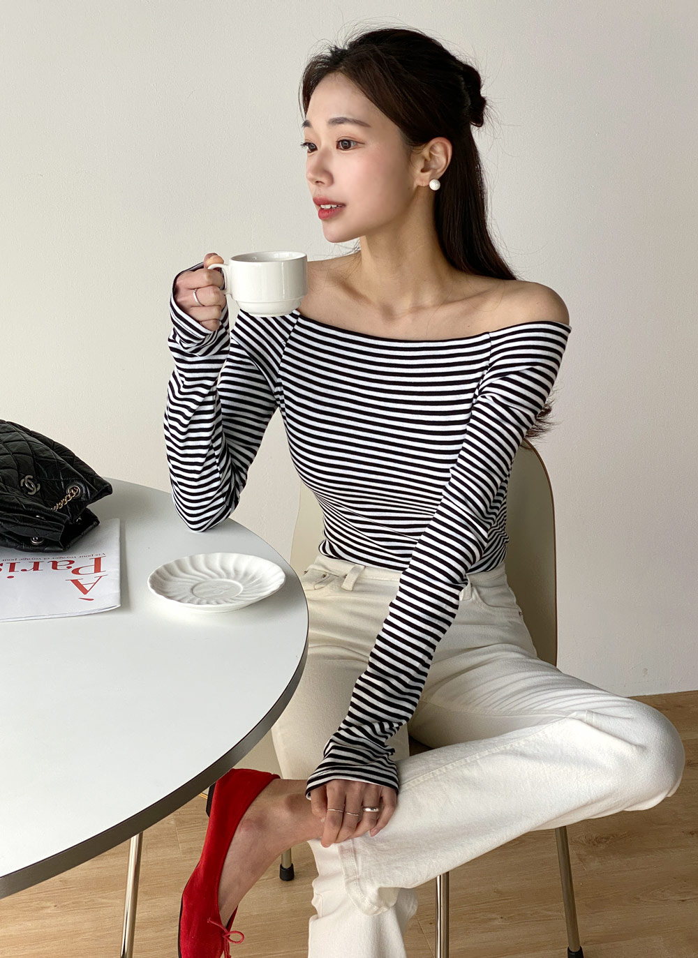 ボーダーオフショルTシャツ | DHOLIC | 詳細画像4