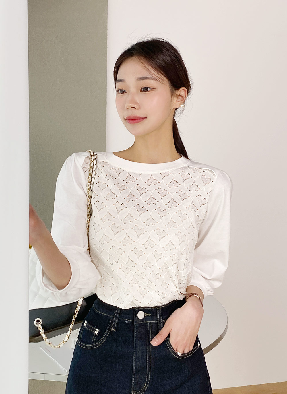 ハートレースパフTシャツ | DHOLIC | 詳細画像6