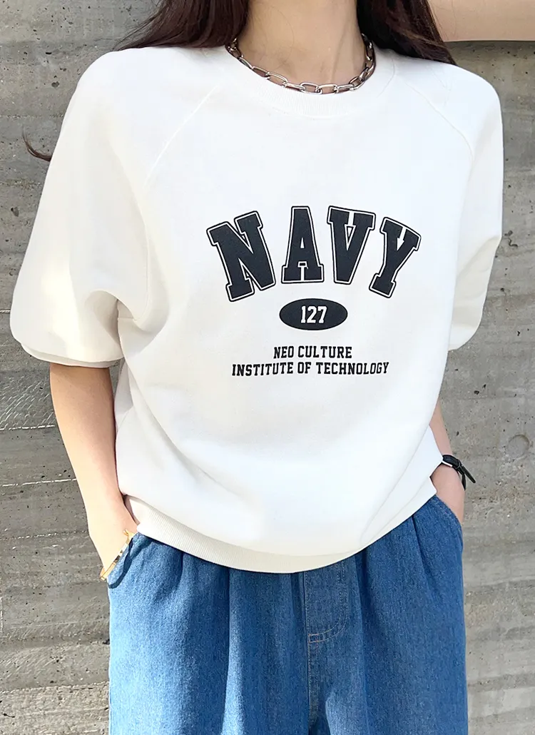 NAVY半袖スウェット | chicfox | 詳細画像1