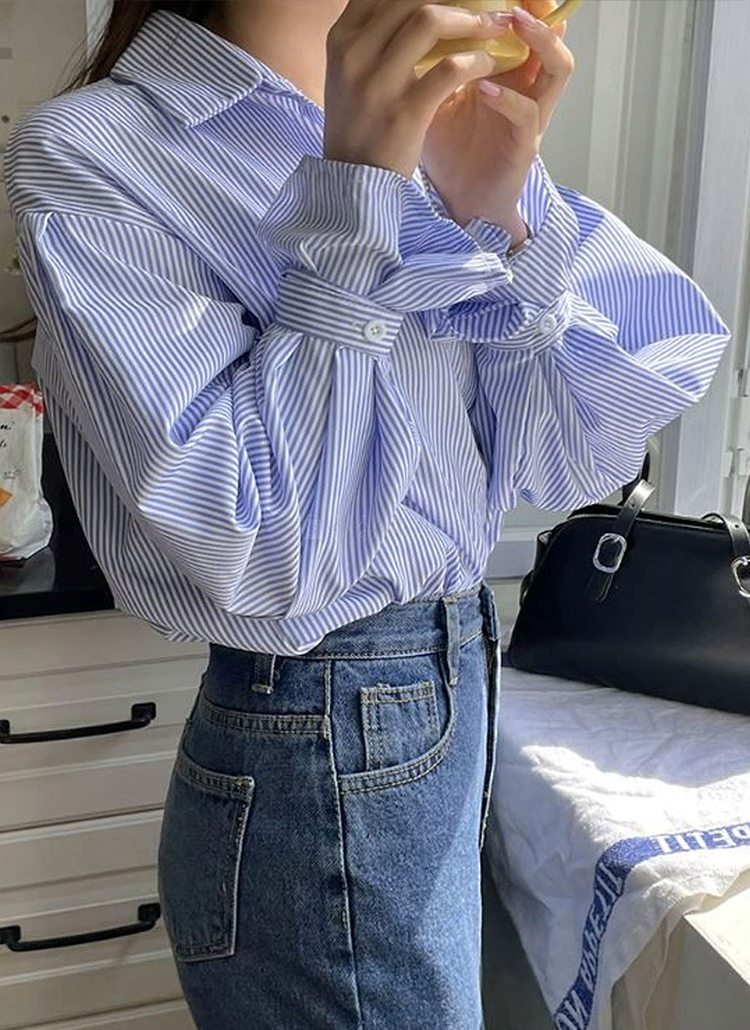 カフスストラップストライプシャツ | レディースファッション通販 - DHOLIC