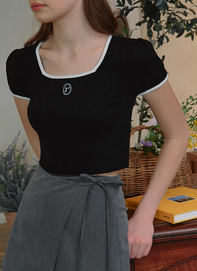 SQUARE NECKロゴTシャツ(BLACK) | rolarola | 詳細画像1