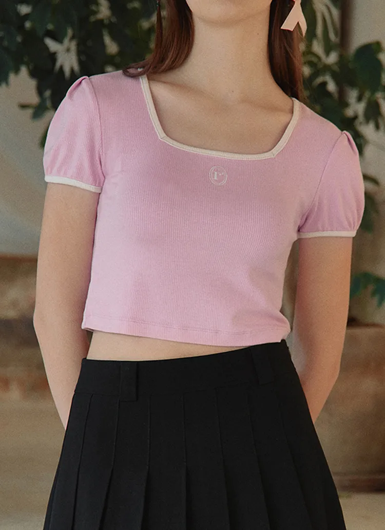 SQUARE NECKロゴTシャツ(PINK) | rolarola | 詳細画像1