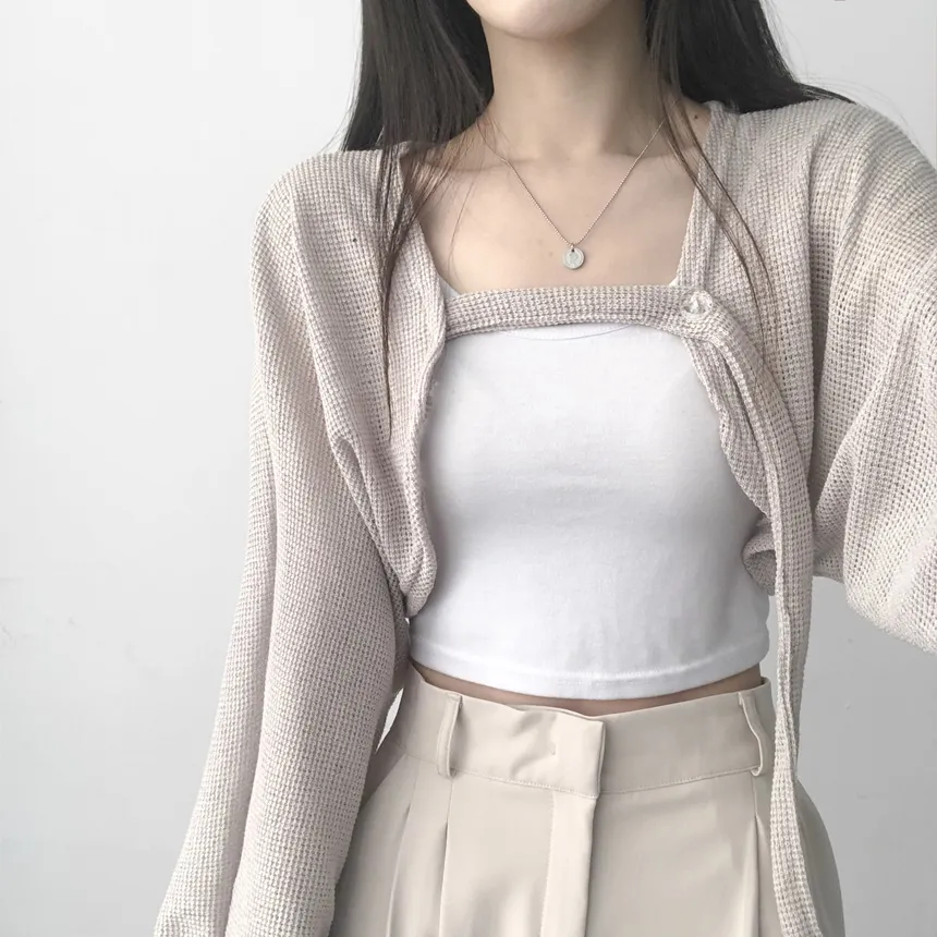 ボタンストラップワッフルボレロカーデSET | lilisense | 詳細画像17