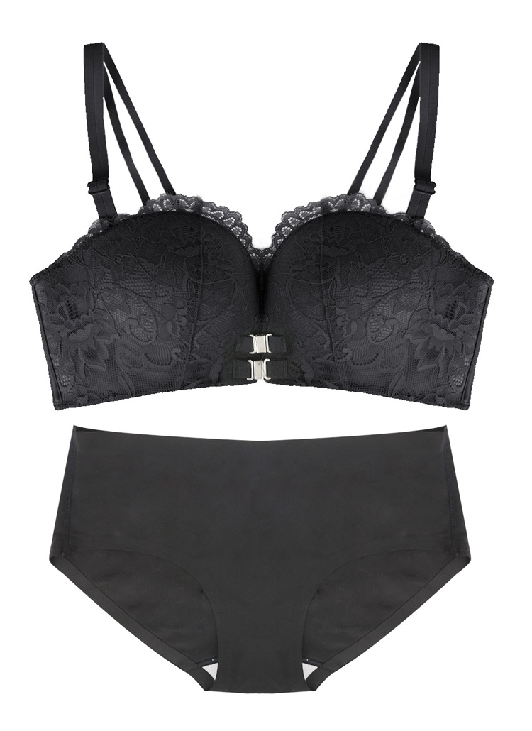 ボリュームフロントホックレースブラ&ショーツSET | レディース
