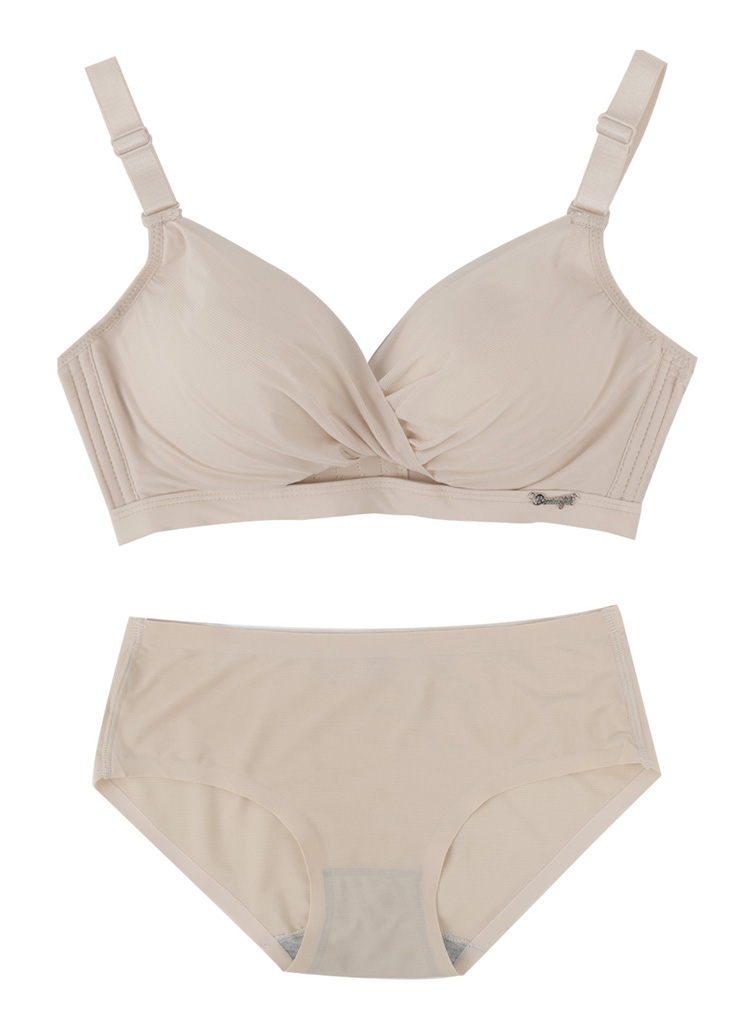 ボリュームツイストカバーブラ&ショーツSET(ベージュ) | レディース