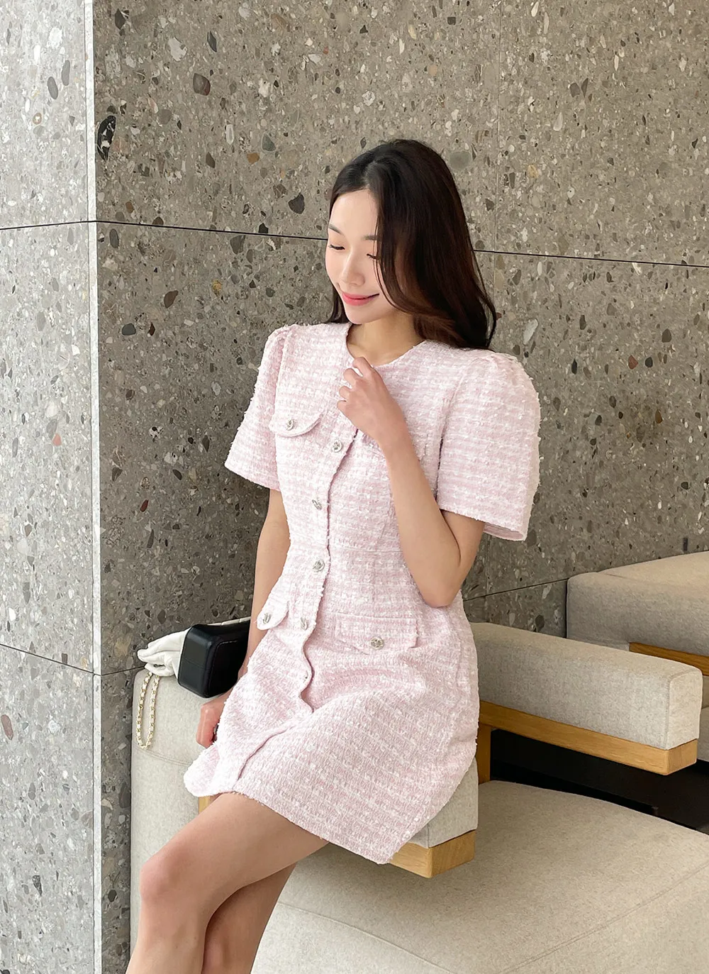 ツイード半袖ミニワンピース | レディースファッション通販 - DHOLIC 
