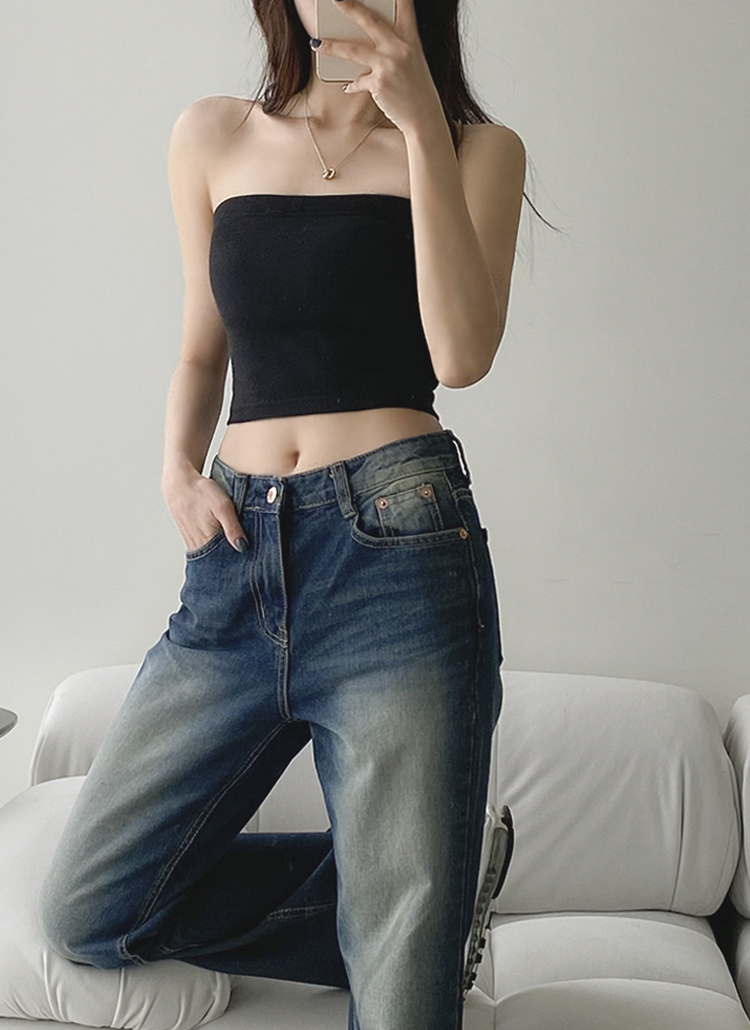 カップ内蔵クロップドチューブトップ | レディースファッション通販