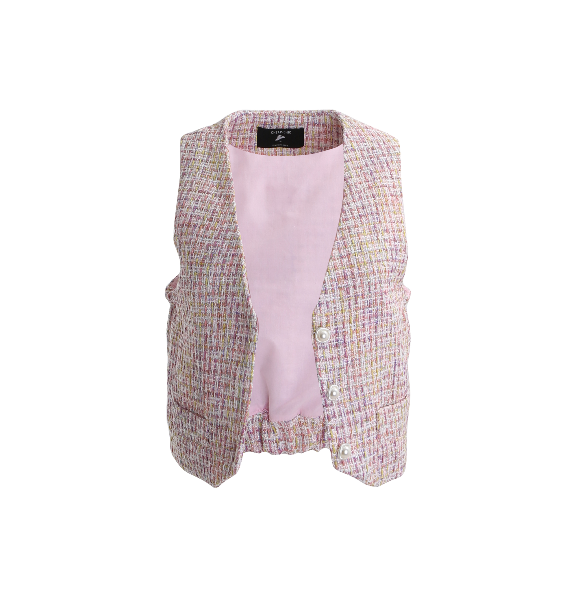 パール調ボタンツイードベスト | レディースファッション通販 - DHOLIC
