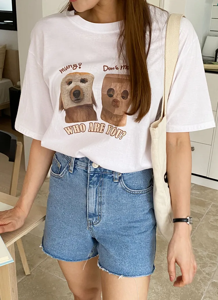 ドッグキャットプリント半袖Tシャツ | chicblack | 詳細画像1