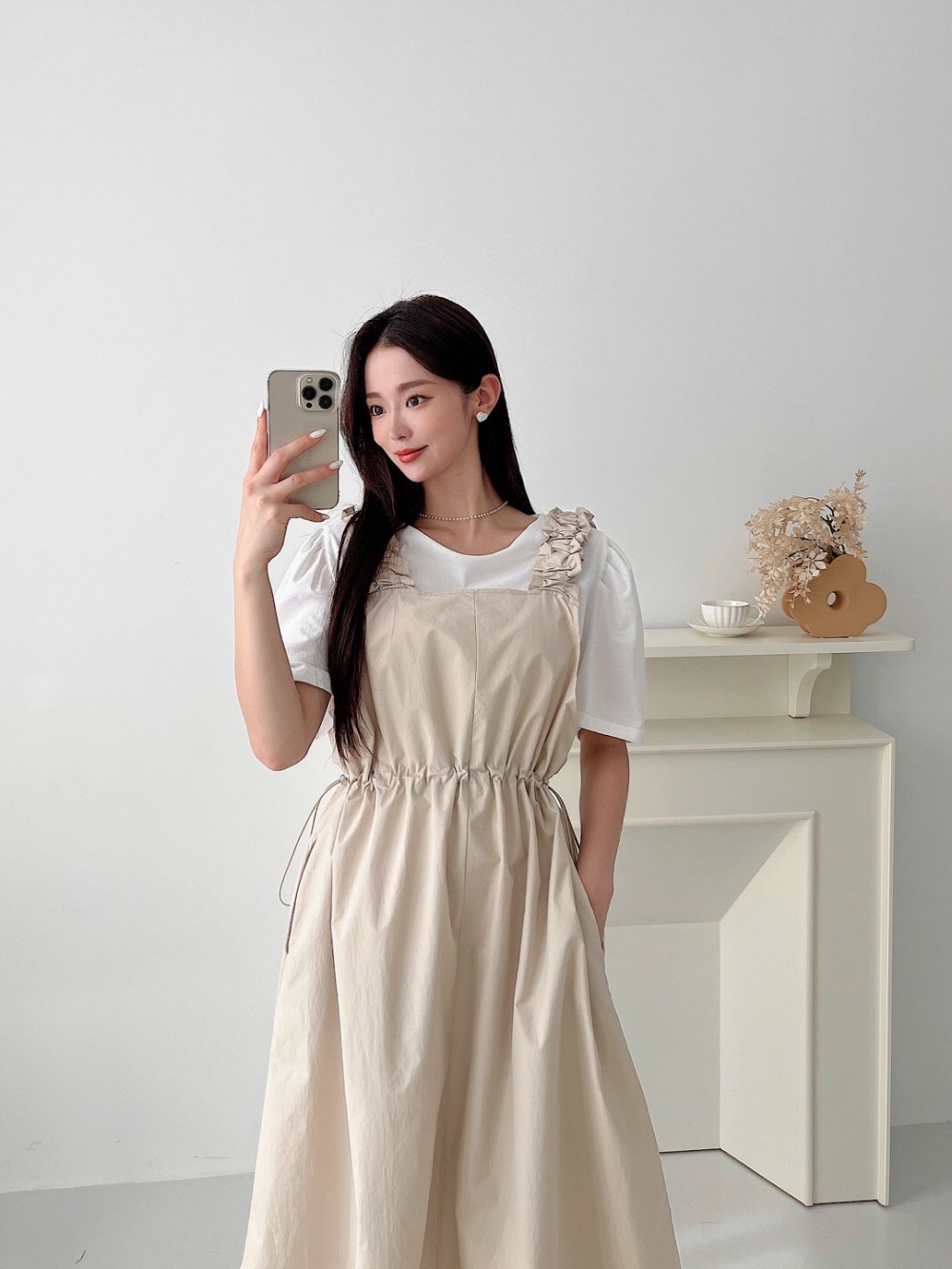 フリルドローコードノースリワンピース | レディースファッション通販