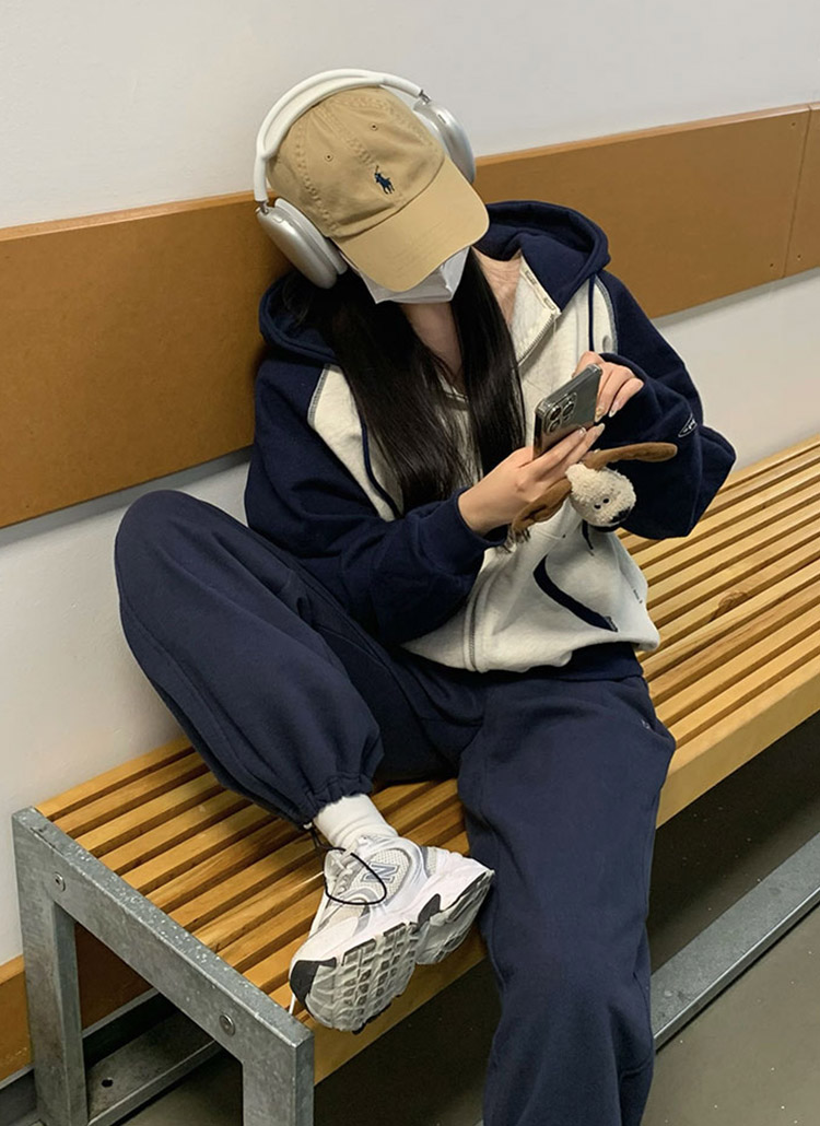 【商品追加】LAHM ベージュ 帽子とシルバーバングルとパーカーセット ジュノア JUNOAH 生地が選べる ワイドアームビッグパーカー 韓国
