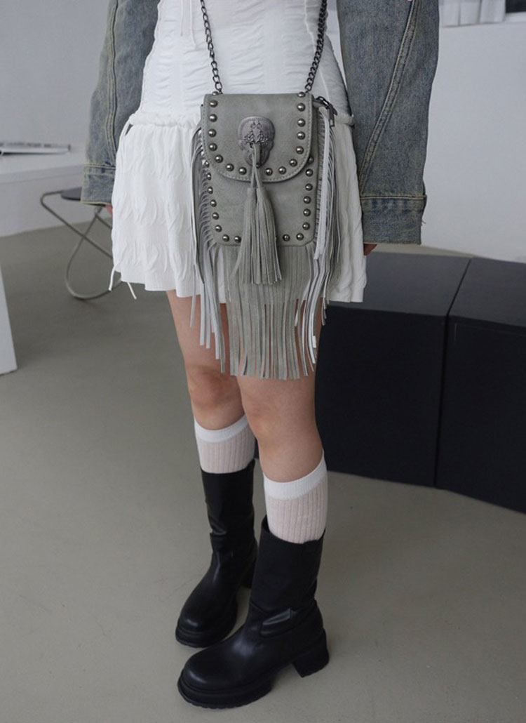 BOHEMIANフリンジバッグ(GRAY)のサムネイル