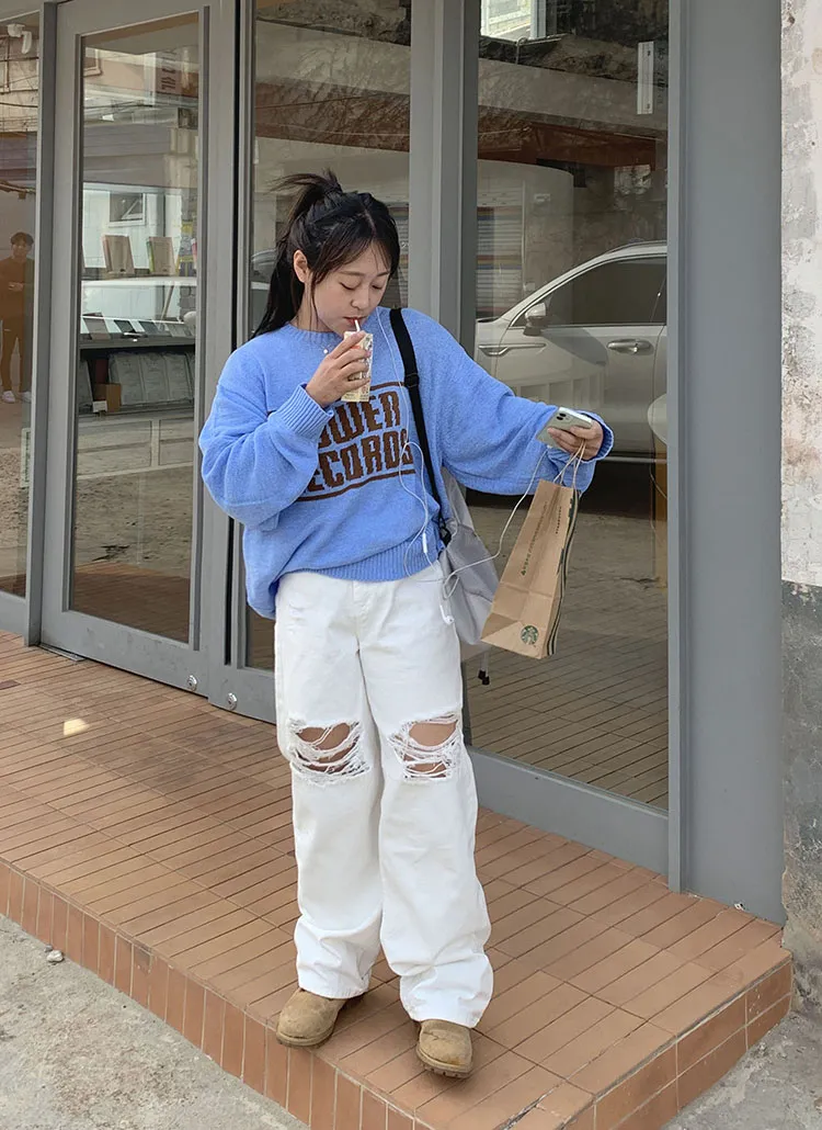 ダメージホワイトデニムパンツ | レディースファッション通販 - DHOLIC