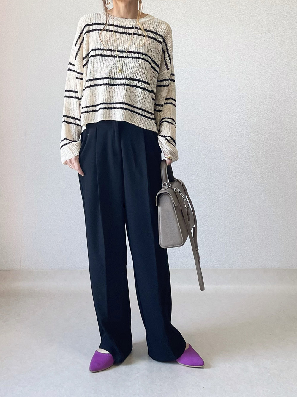 再入荷*3丈☆サイズが選べるタックワイドスラックス