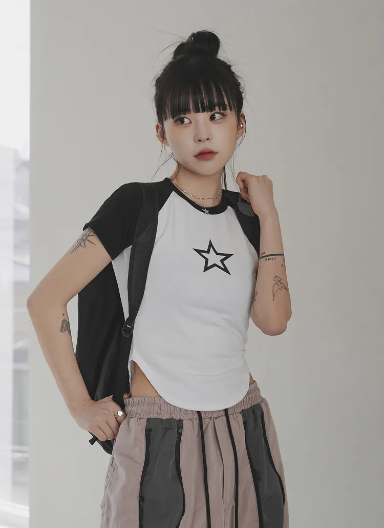 STARラグランTシャツ | Binarywon | 詳細画像1